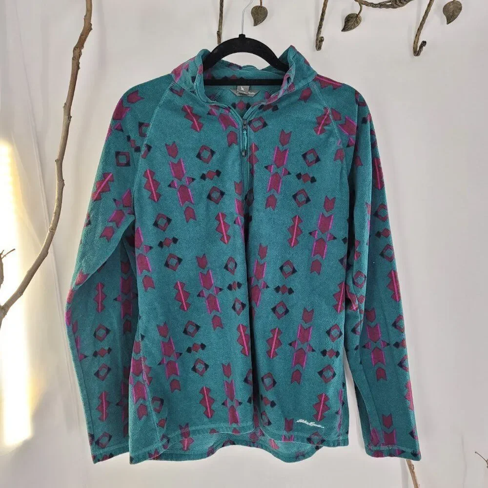 Eddie Bauer 1/4 zip Aztec pri t fleece top - Picture 1 of 7